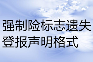 強制險標(biāo)志遺失登報聲明格式